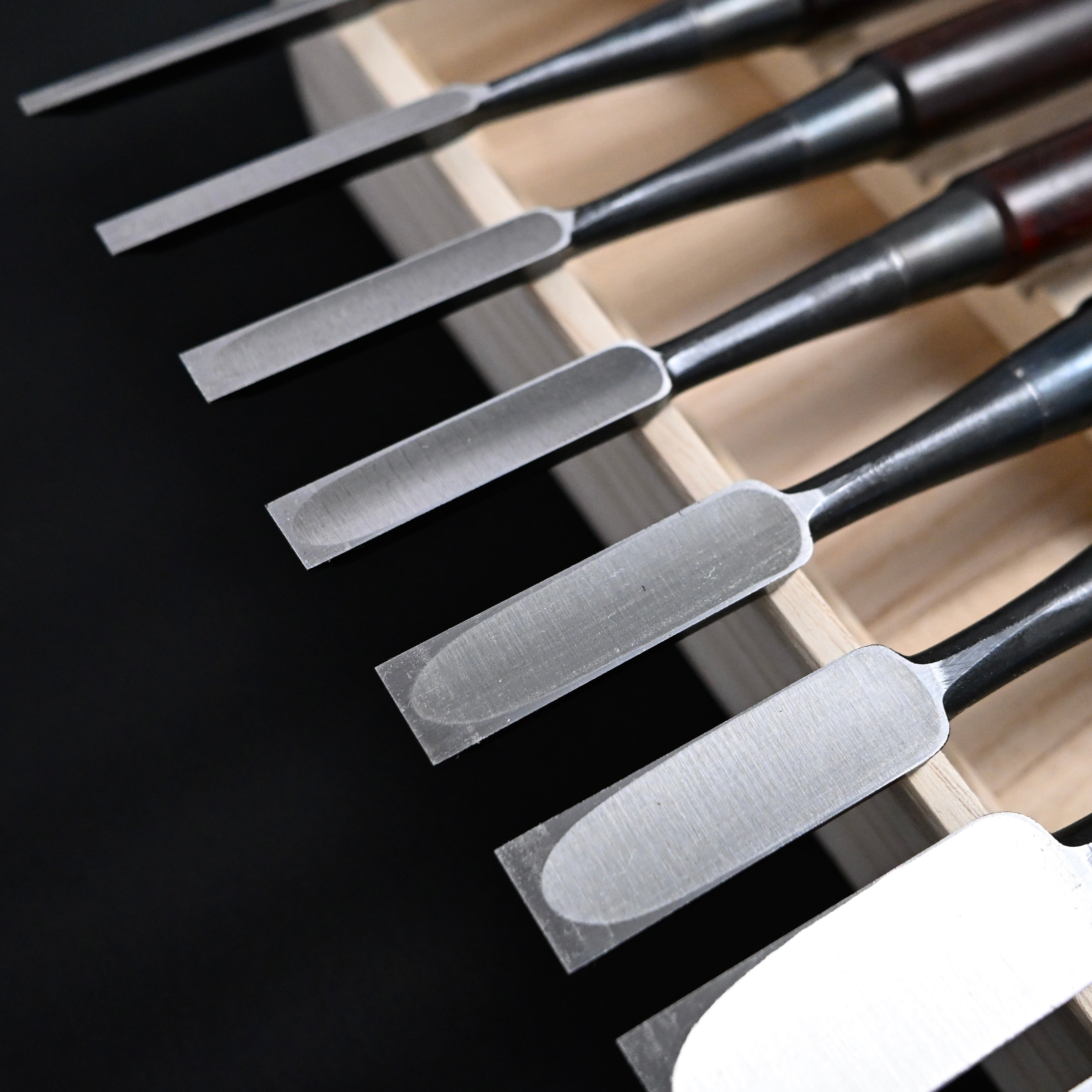 #6 Ouchi Bench chisels set RoseWood Handle by Ouchi 4th generation  宗家大内 追入組鑿 紫檀柄 桐箱付 四代目大内俊明作