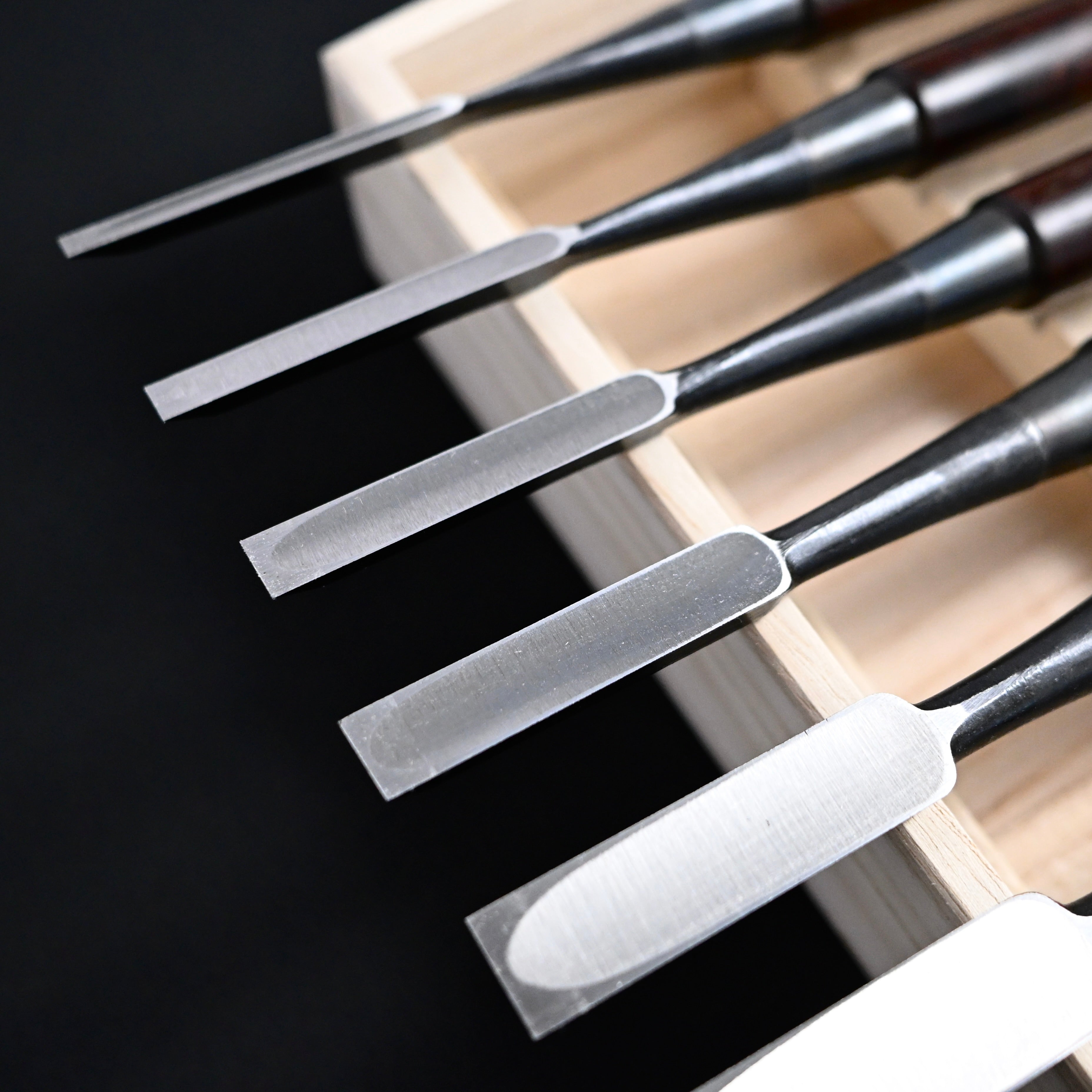 #6 Ouchi Bench chisels set RoseWood Handle by Ouchi 4th generation  宗家大内 追入組鑿 紫檀柄 桐箱付 四代目大内俊明作