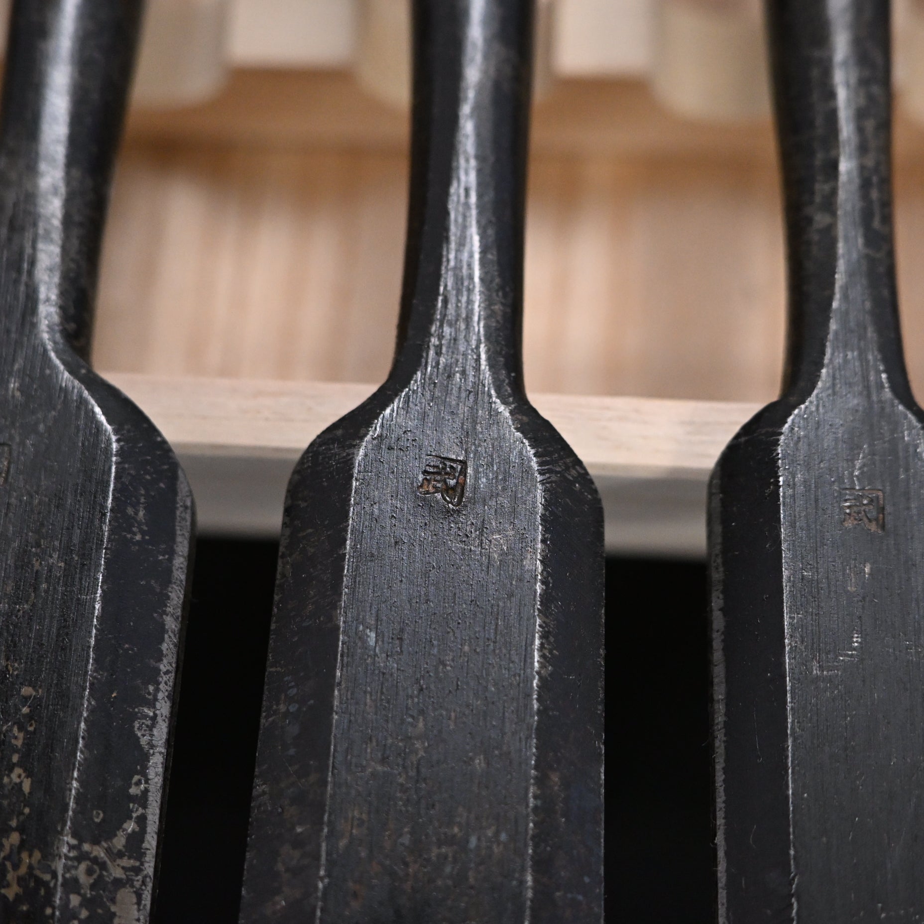 Kanetake Bench chisels set white oak handle by Takahashi Norikazu 高橋典三作 カネ武 追入組鑿