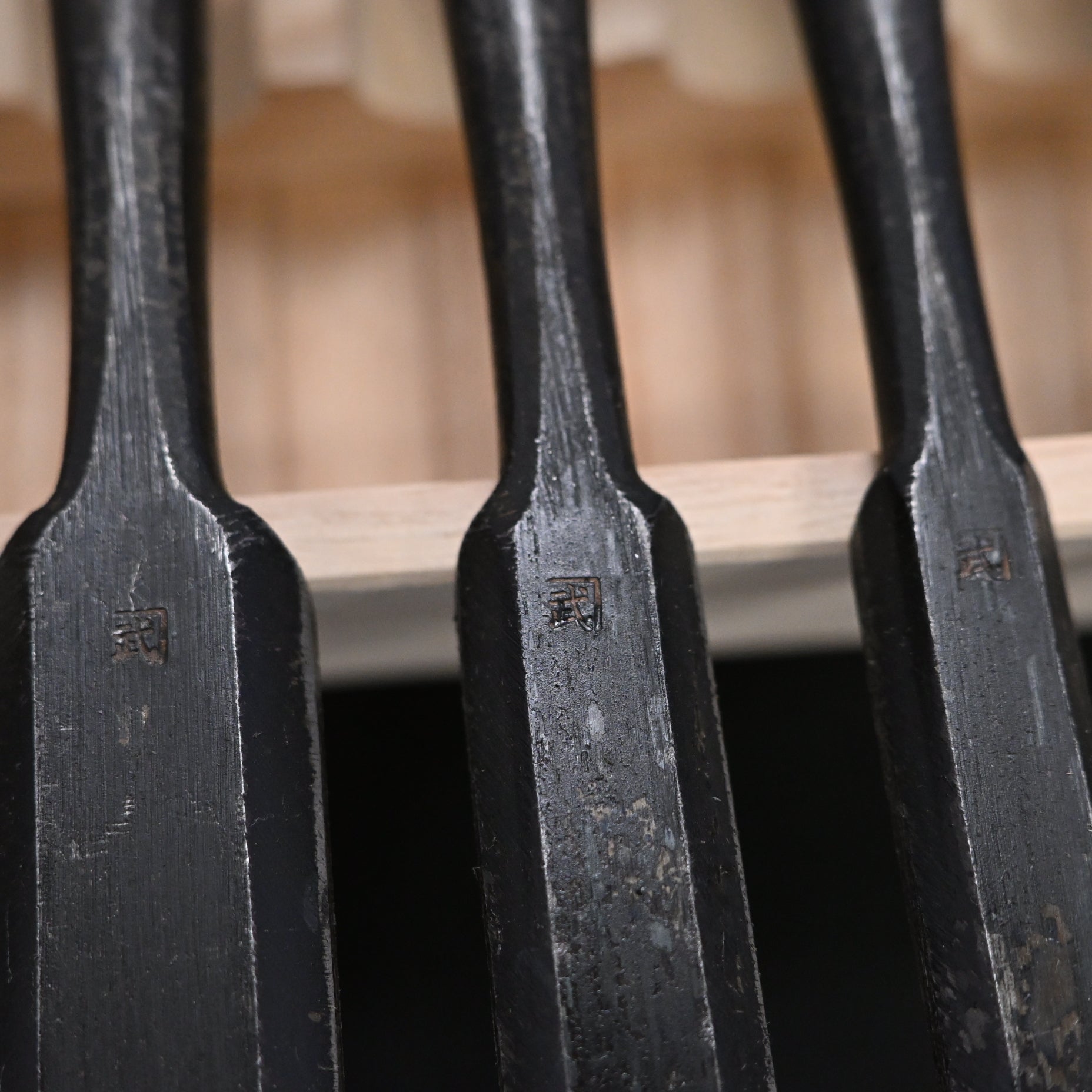 Kanetake Bench chisels set white oak handle by Takahashi Norikazu 高橋典三作 カネ武 追入組鑿