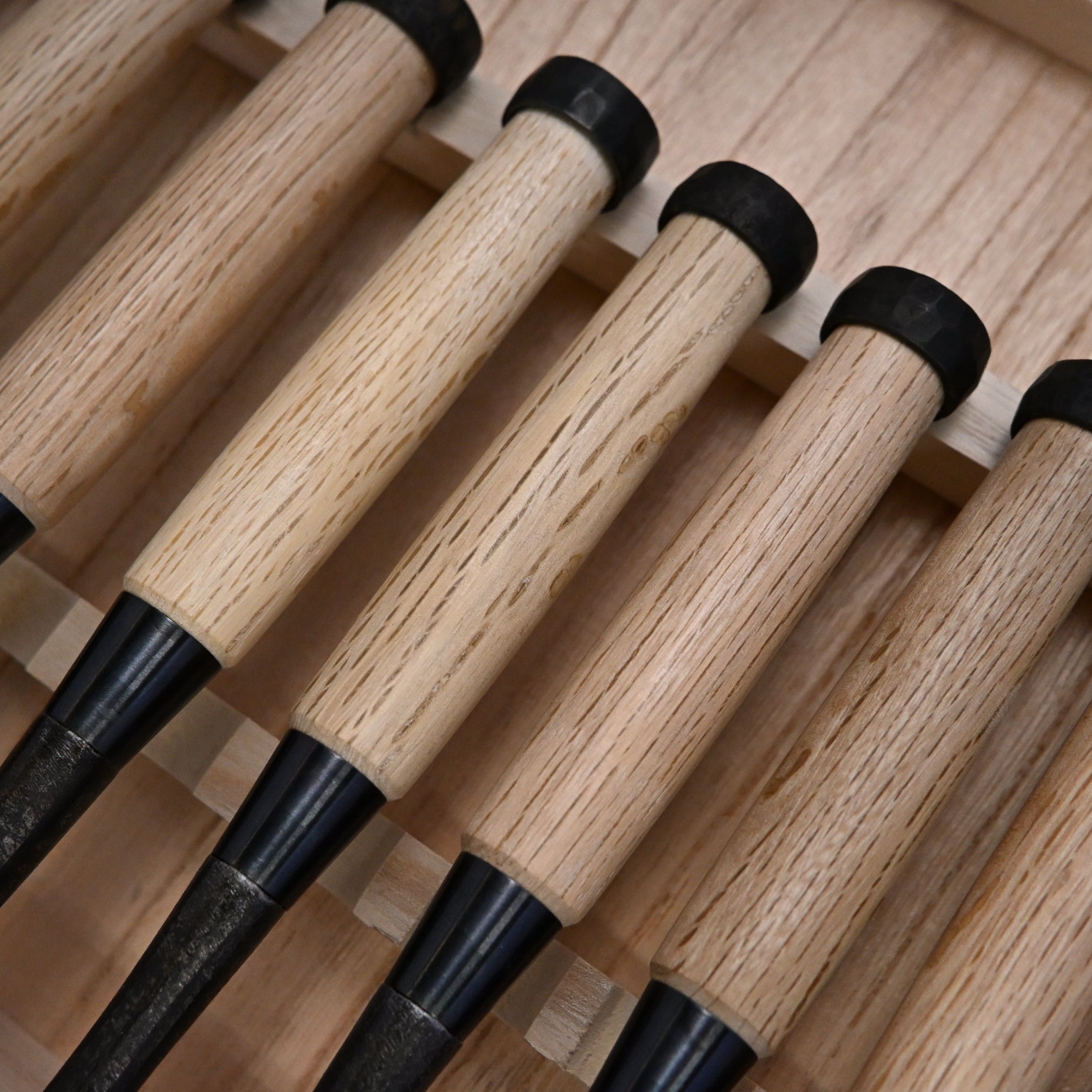 Kanetake Bench chisels set white oak handle by Takahashi Norikazu 高橋典三作 カネ武 追入組鑿