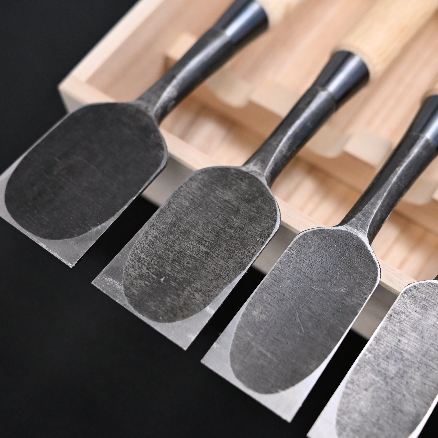 Kanetake Bench chisels set white oak handle by Takahashi Norikazu 高橋典三作 カネ武 追入組鑿