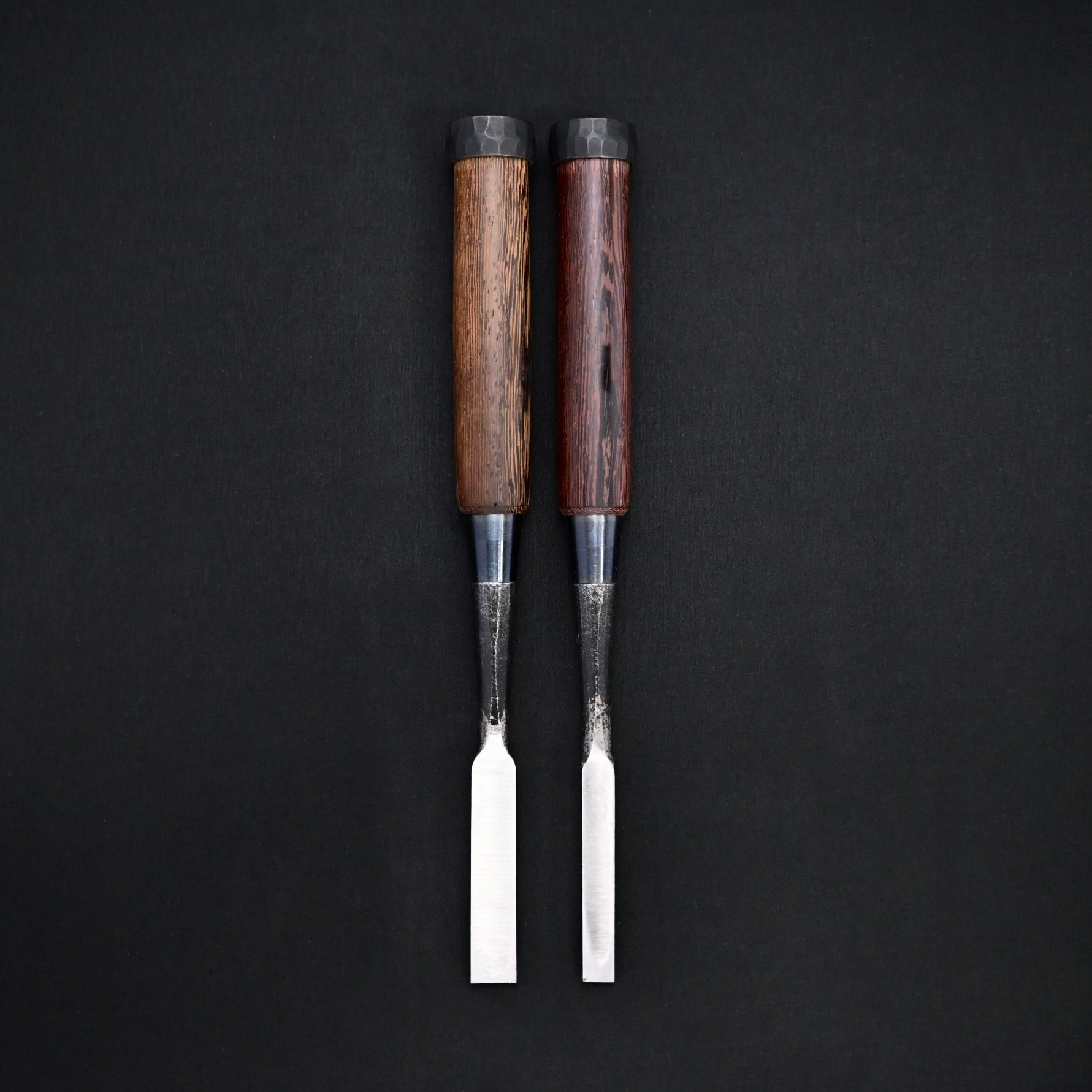 カネ武 鎬 追入鑿 タガヤサン柄 高橋典三作   Kanetake Dovetail chisels Bombay Blackwood Handles by Takahashi Norikazu