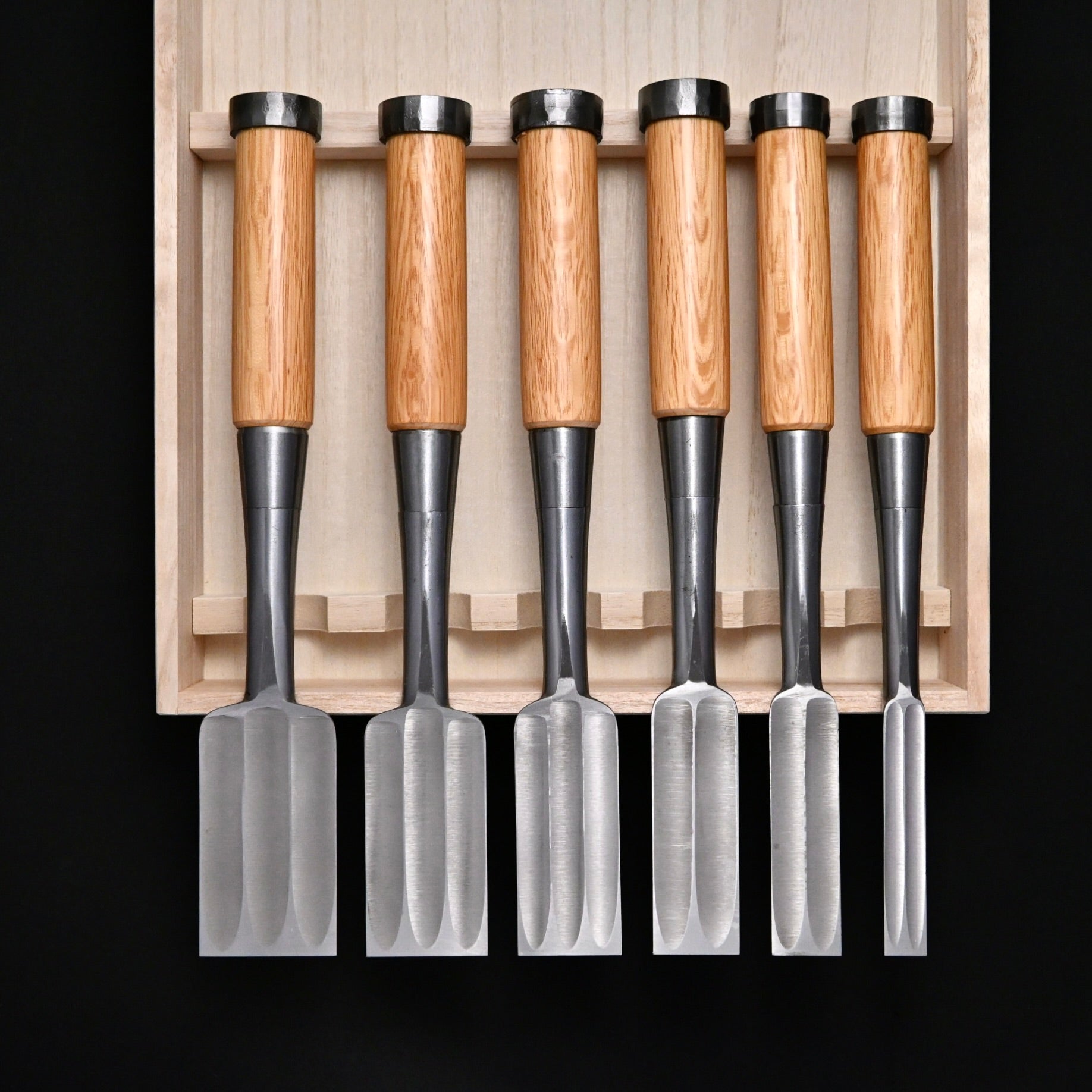Sukemaru 4th High-Speed Steel Timber chisels set by Usui Yoshio 　四代助丸 碓氷淑郎 叩き組鑿 三つ裏  6本組 tatakinomi