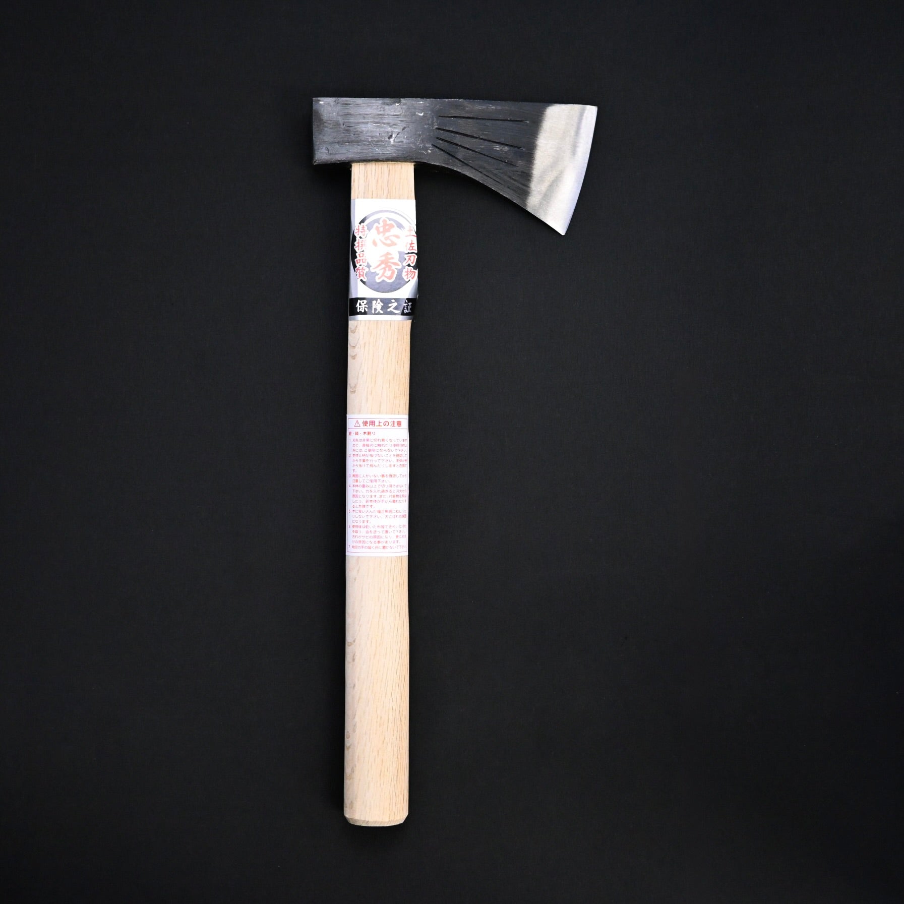 Japanese Carpenter's Ginnan Type Axe by Tadachika with Blue steel Axe 500g  土佐刃物 忠親作 銀杏型手斧 青紙鋼  500g