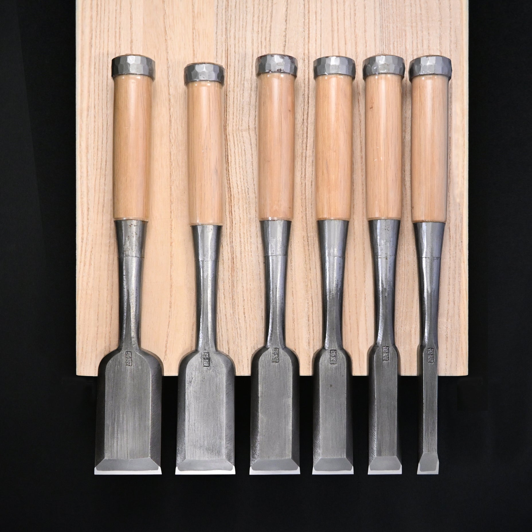 Tasai Timber chisels 6-Piece set Special Blue Steel   田斎  磨き叩組鑿 6本組