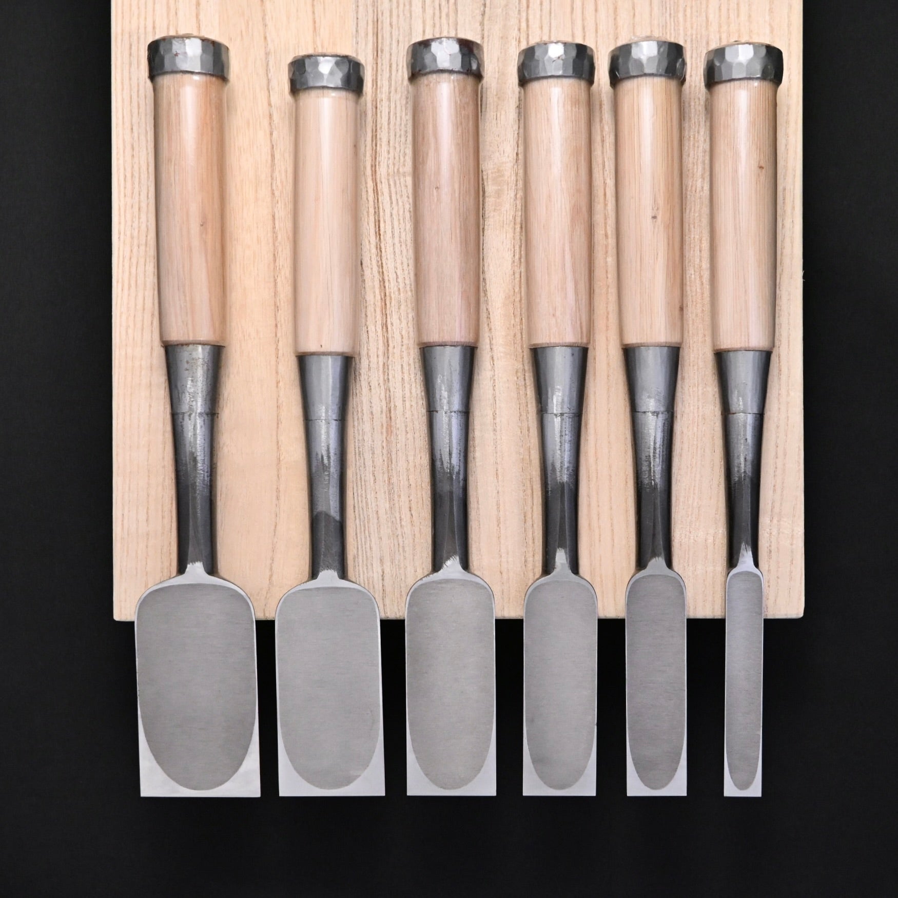 Tasai Timber chisels 6-Piece set Special Blue Steel   田斎  磨き叩組鑿 6本組