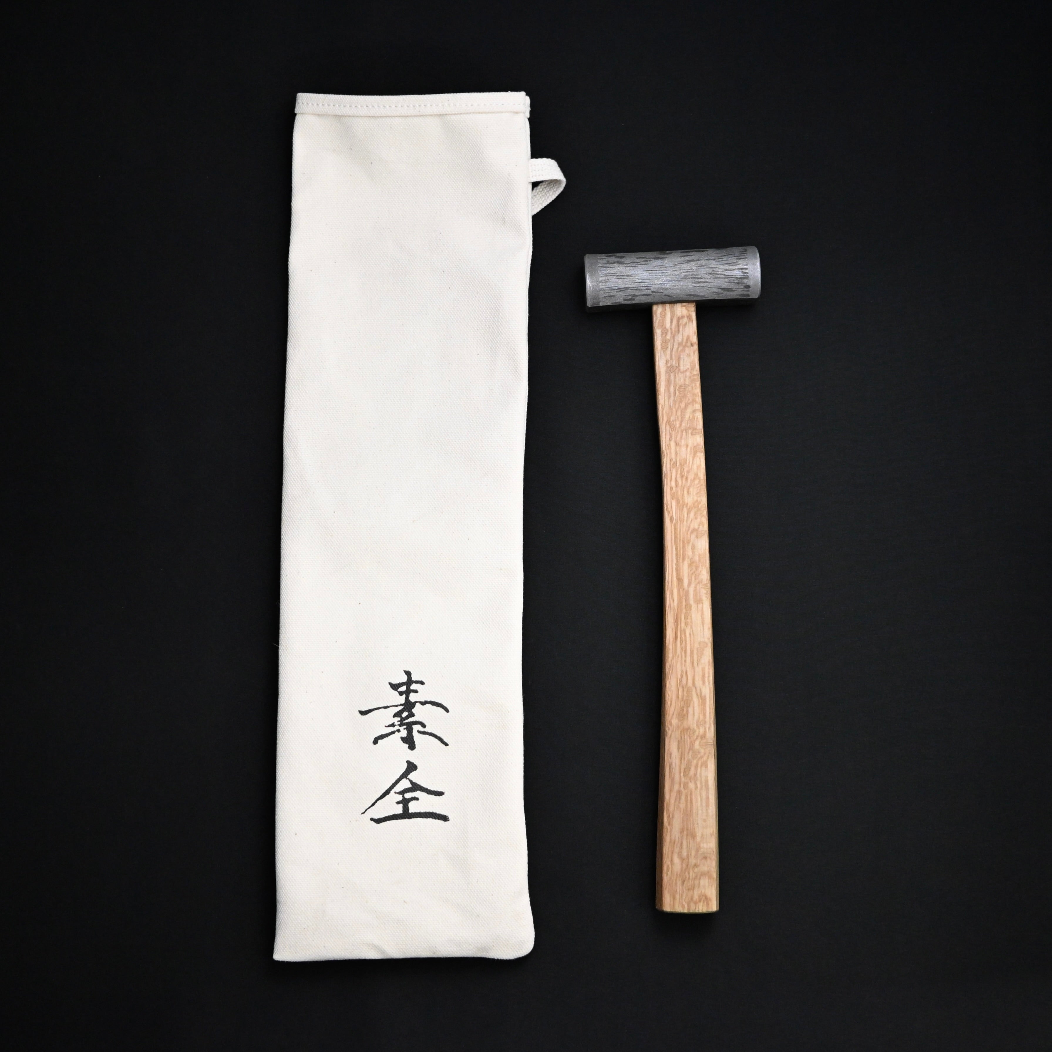 Sozen Square Hammers Damascus finish with Oak Handle 素全 四角玄翁 ダマスカス鋼 白樫柄入