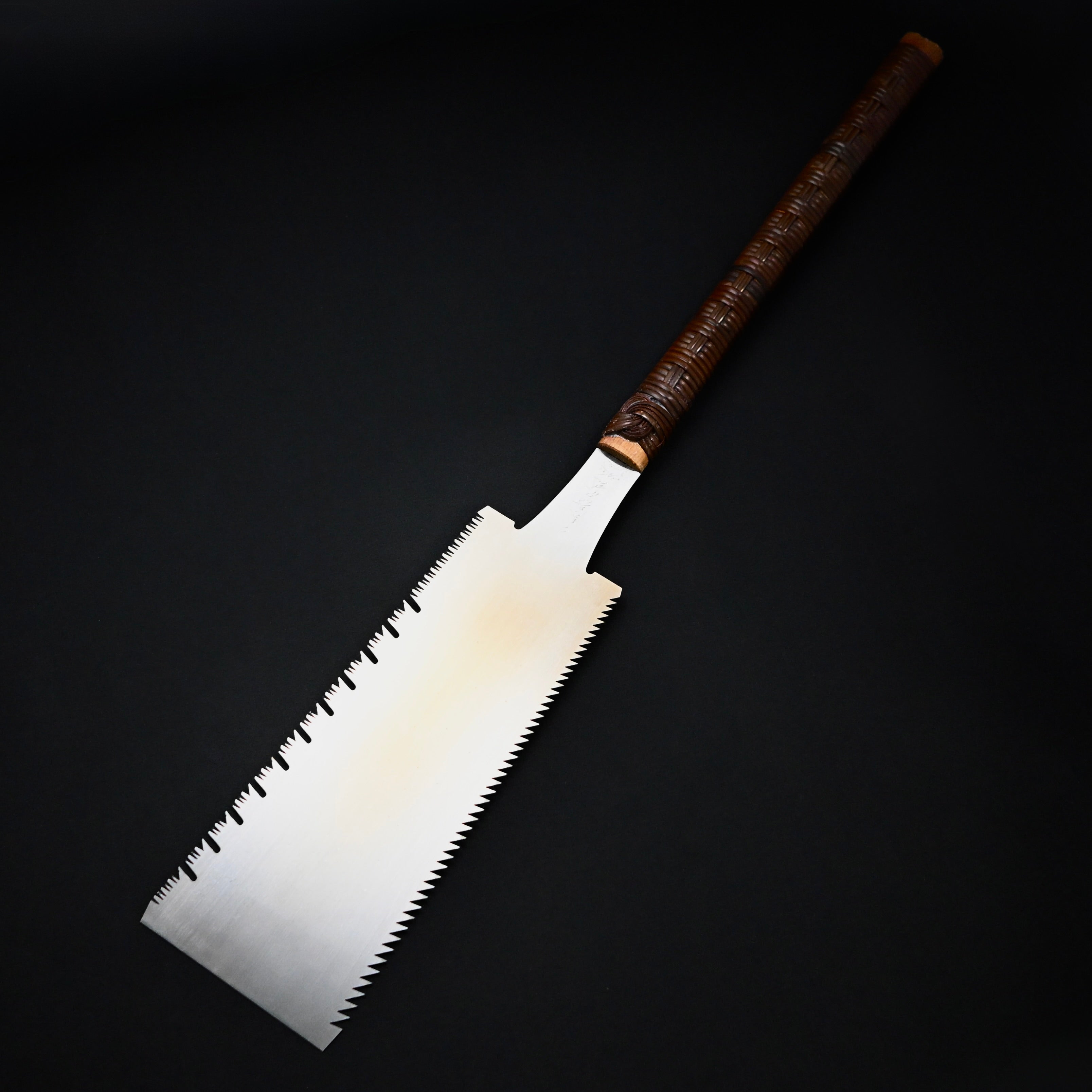 #243  Nagakatsu Double Edge Saw Eddy Type Handles set by Kurashige For Hard Wood 長勝鋸 渦巻き柄 両刃鋸 275mm 広葉用