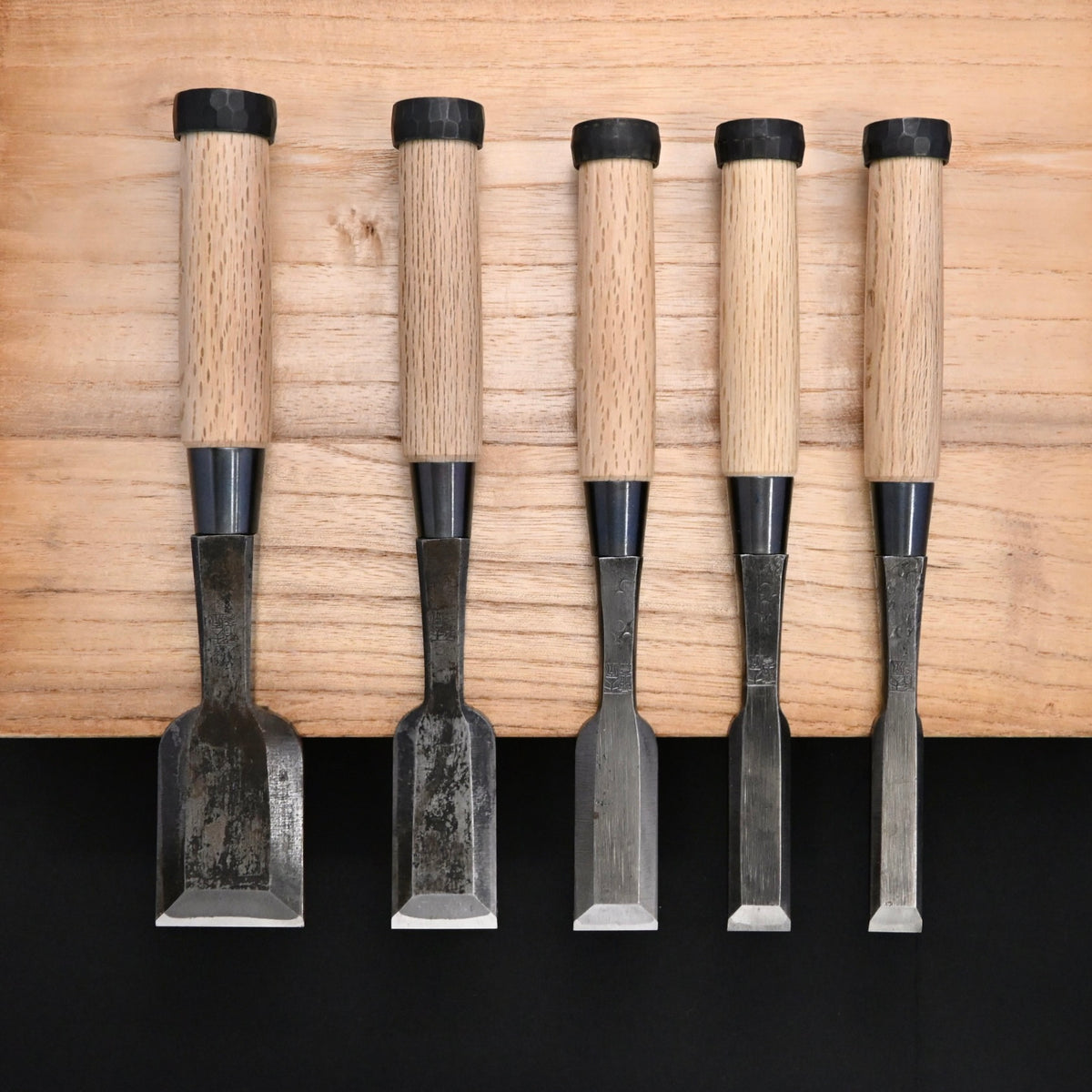 Rare Stock Ohara Bench chisels 5pc set       掘出し物 大原康彦 追入組鑿 5本組 Oirenomi