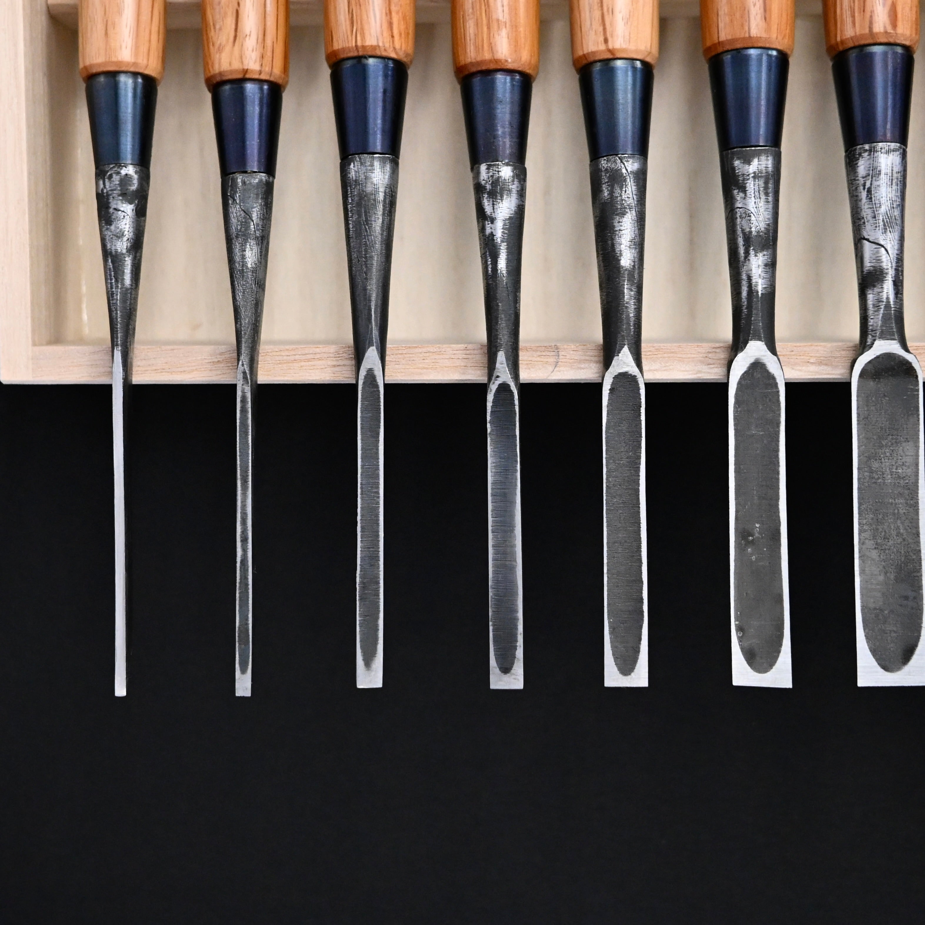 助正 墨流し 追入15本組鑿   Oirenomi   Sukemasa  Suminagashi Bench chisels set