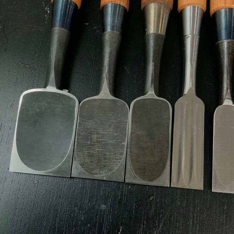 #M179 Mixed Uchimarunomi chisels set by unknown  バラ鑿合わせ 内丸組鑿 10本組 作者不明