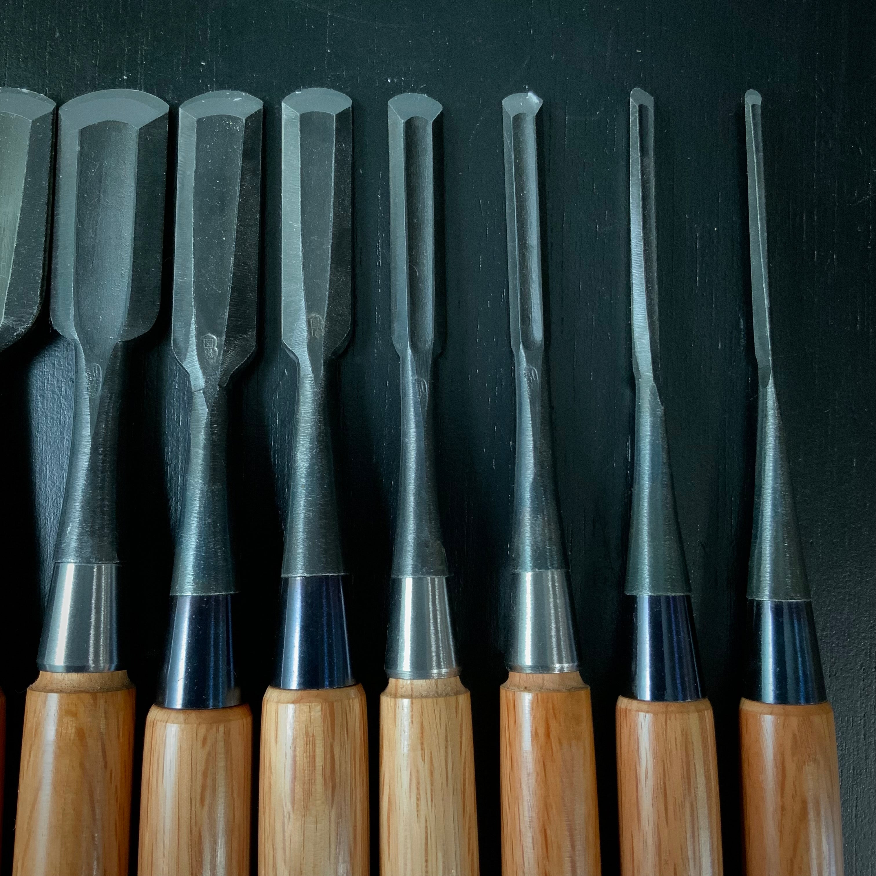 #M171 Mixed Sotomarunomi chisels set by unknown  バラ鑿合わせ 外丸組鑿 10本組 作者不明