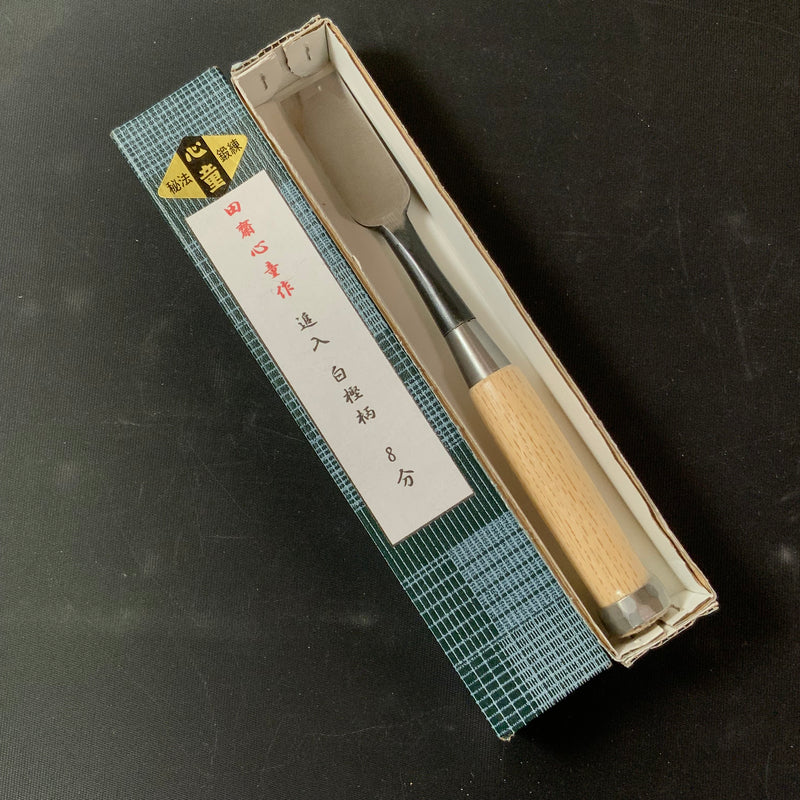 Tasai Bench chisels (Oirenomi) with blue steel  田斎作 黒仕上 追入鑿 18,24,36mm