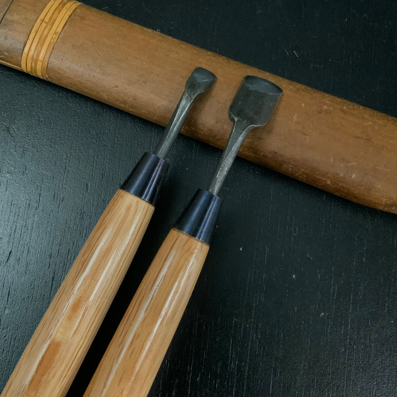 Kawasei Spoon chisels Carving chisels with white steel  清玄作 丸曲鑿  四寸五分丈柄