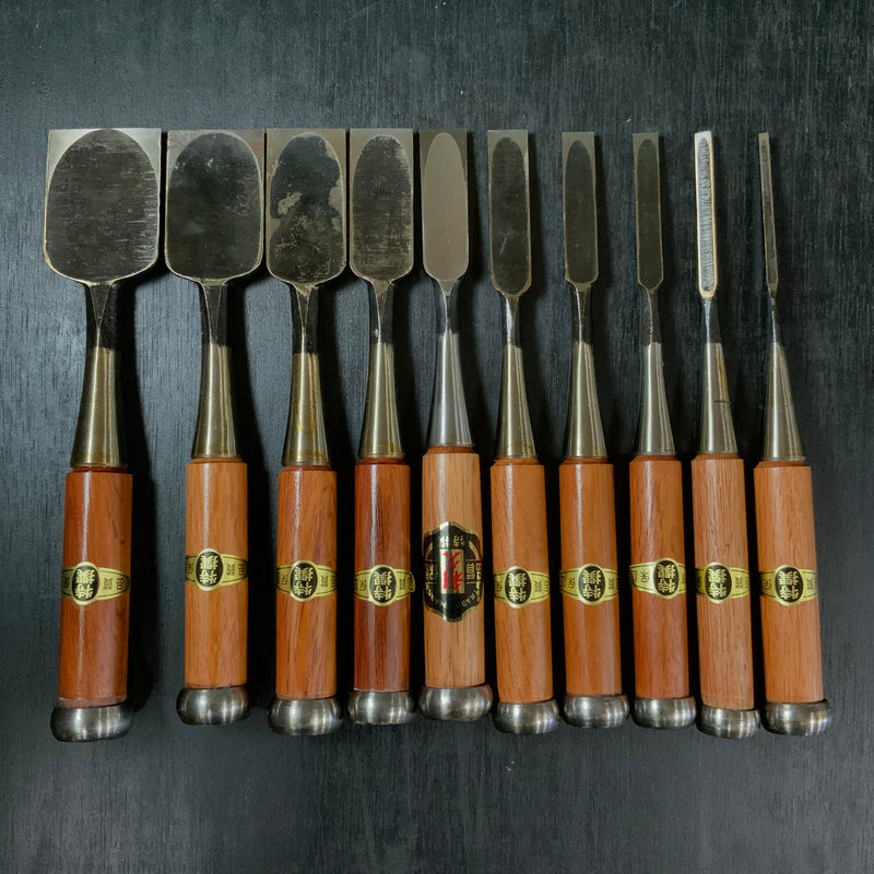 Old stock Kakukou Bench chisels set (Oirenomi) 郭公 追入組鑿  10本組