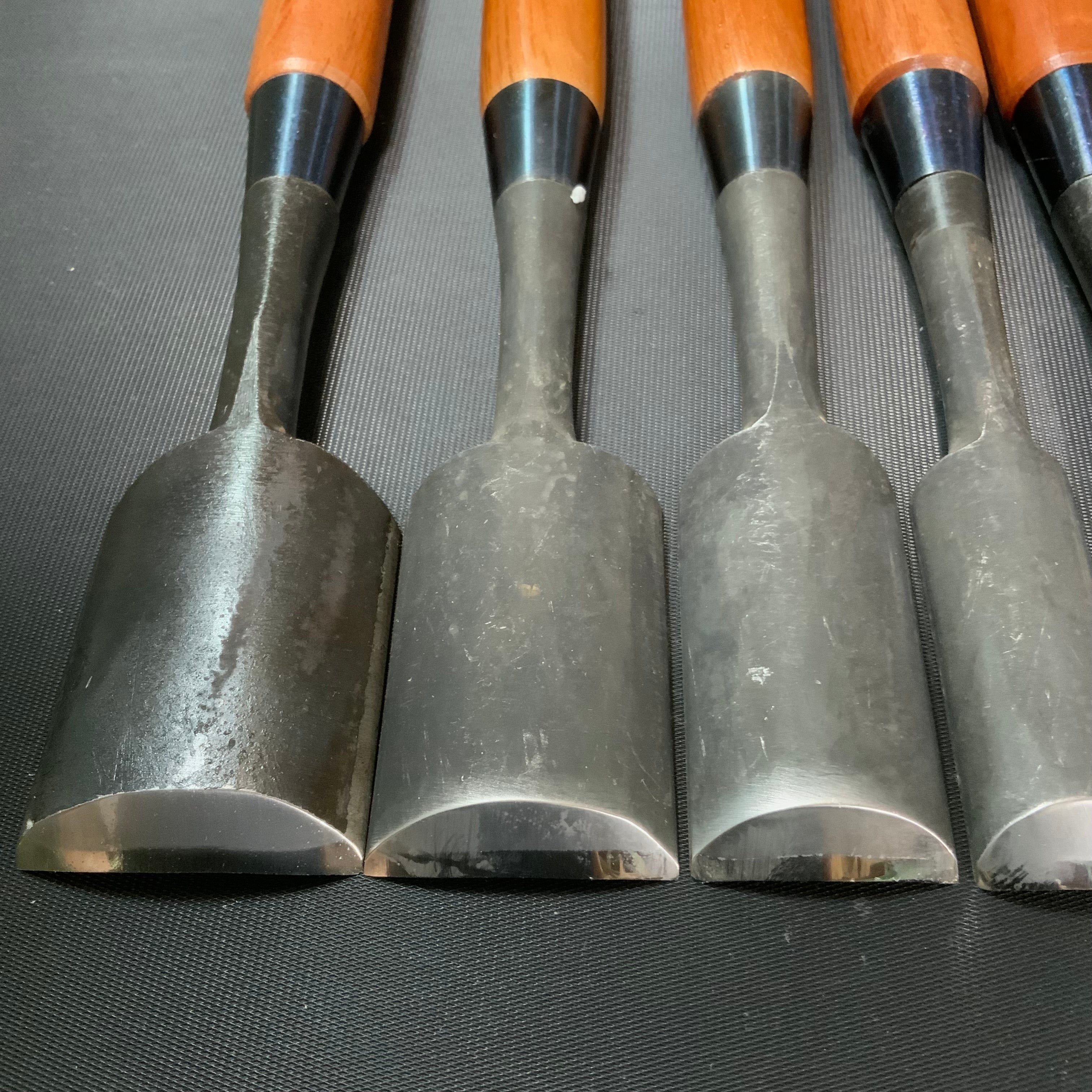 #13 Old stock Uchi maru bench chisels set with white steel 掘出し物 内丸追入組鑿 10本組 Uchimarunomi