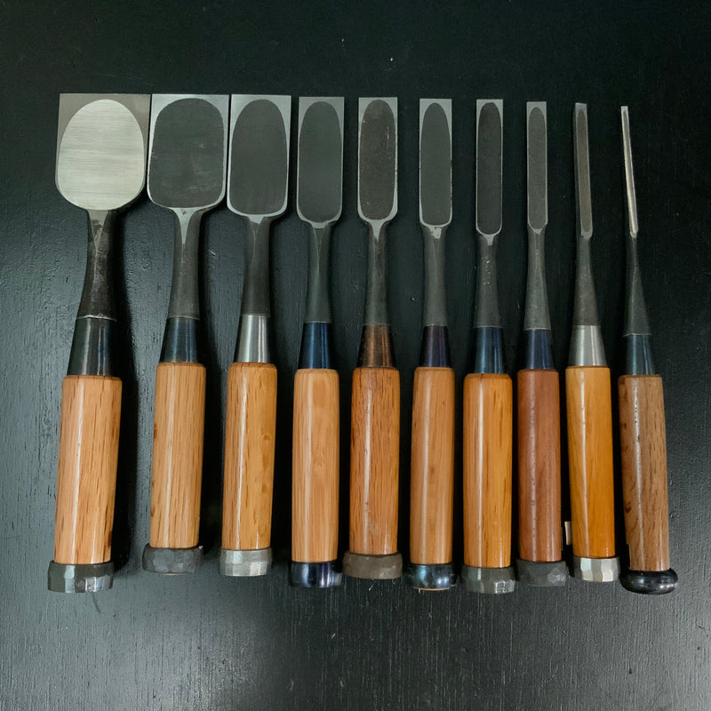 #M175 Mixed Bench chisels set by unknown バラ鑿合わせ 追入れ組鑿 10本組 作者不明