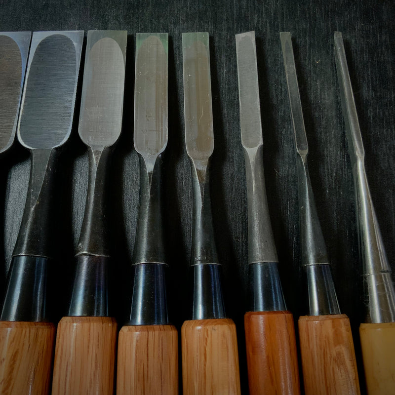 #M160  Mixed set for beginner Bench chisels set by unknown smith バラ鑿合わせ 初心者におすすめ 追入組鑿作者不明