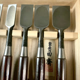 Tasai Mokume Special Bench chisels set  with Rosewood handle 田斎作 木目造り 追入組鑿  10本組 紫檀柄