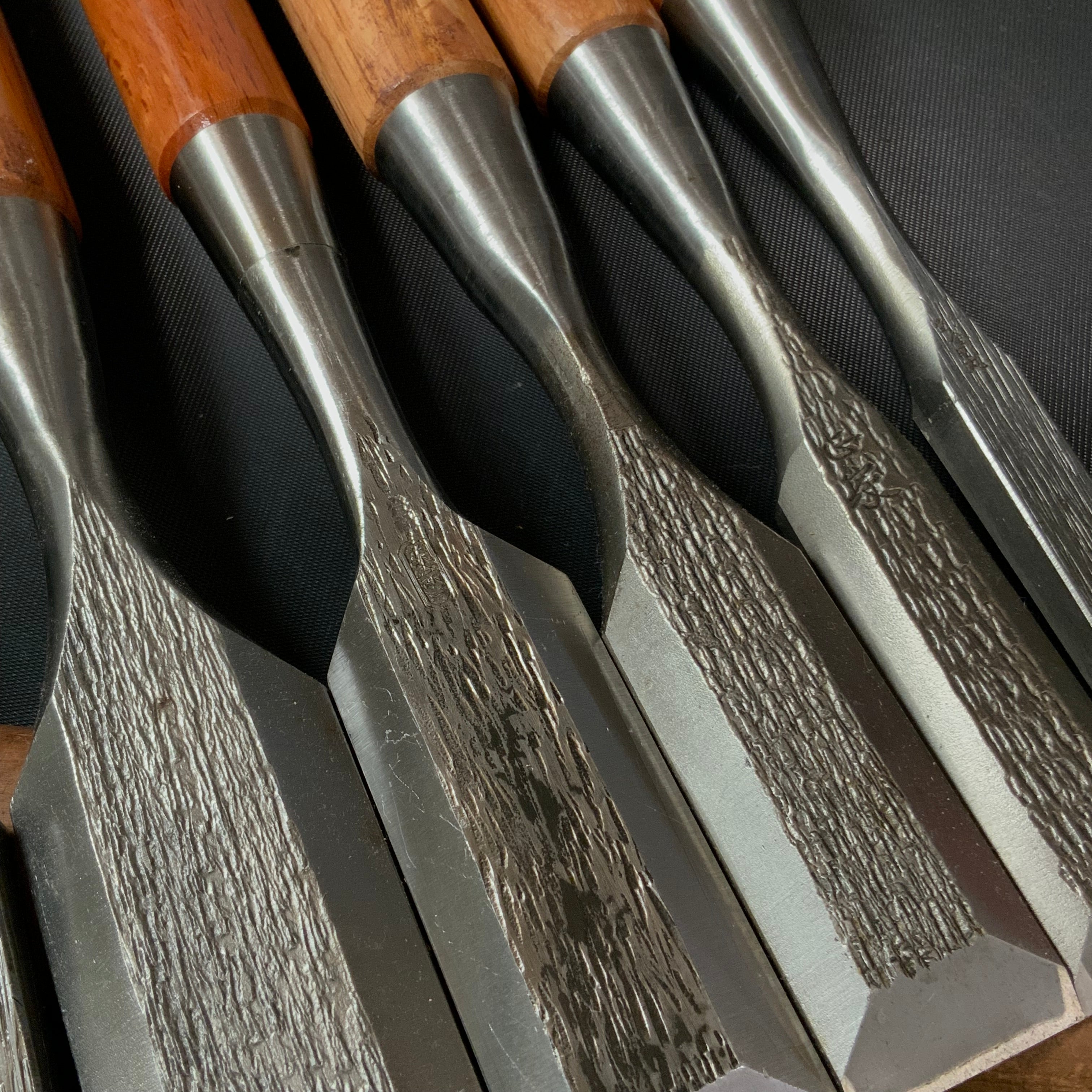 Old stock #8 Mixed set High-Speed Steel Damekiri chisels Timber chisels 掘出し物 バラ鑿合わせ ハイス ダメ切鑿 6本組