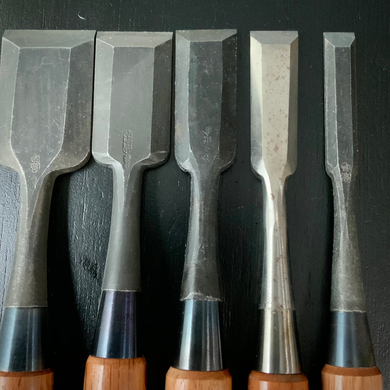 #M169 Mixed Bench chisels set by unknown  バラ鑿合わせ 追入組鑿 5本組 作者不明