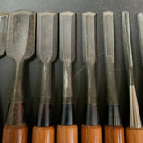 #14 Old stock Soto maru chisels set with white steel 掘出し物 外丸組鑿 10本組 Sotomarunomi