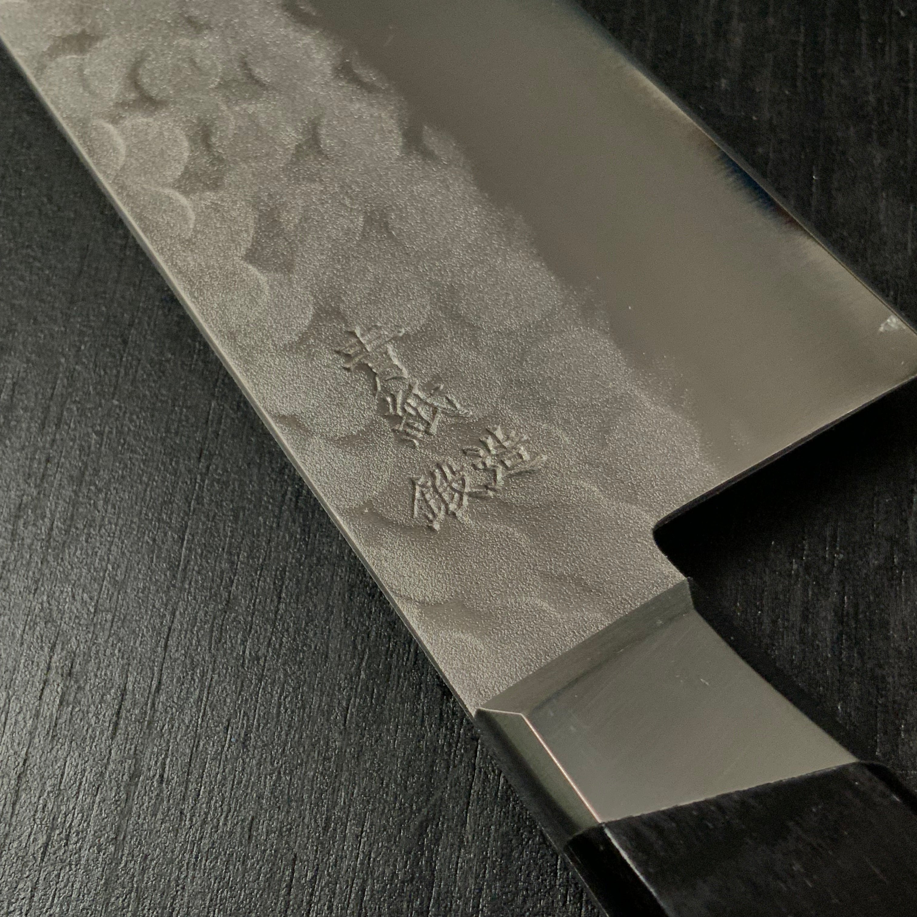 Tsuchime Finish Santoku with Blue steel 槌目 青紙鋼 口金付三徳包丁