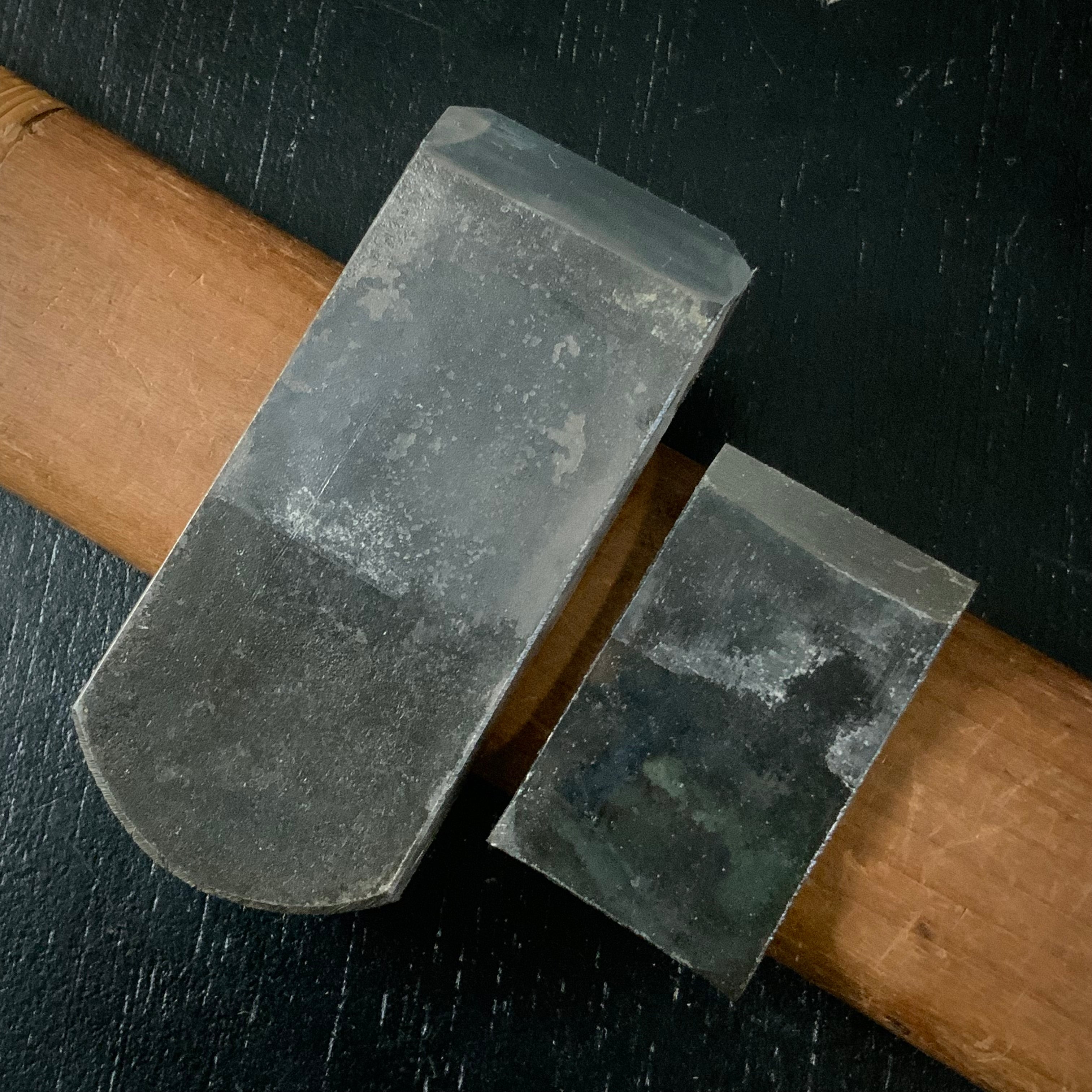 Old stock  Chamfer Plane 60° with blue steel 掘出し物  小森作 猿面取鉋 黒檀張り 30mm