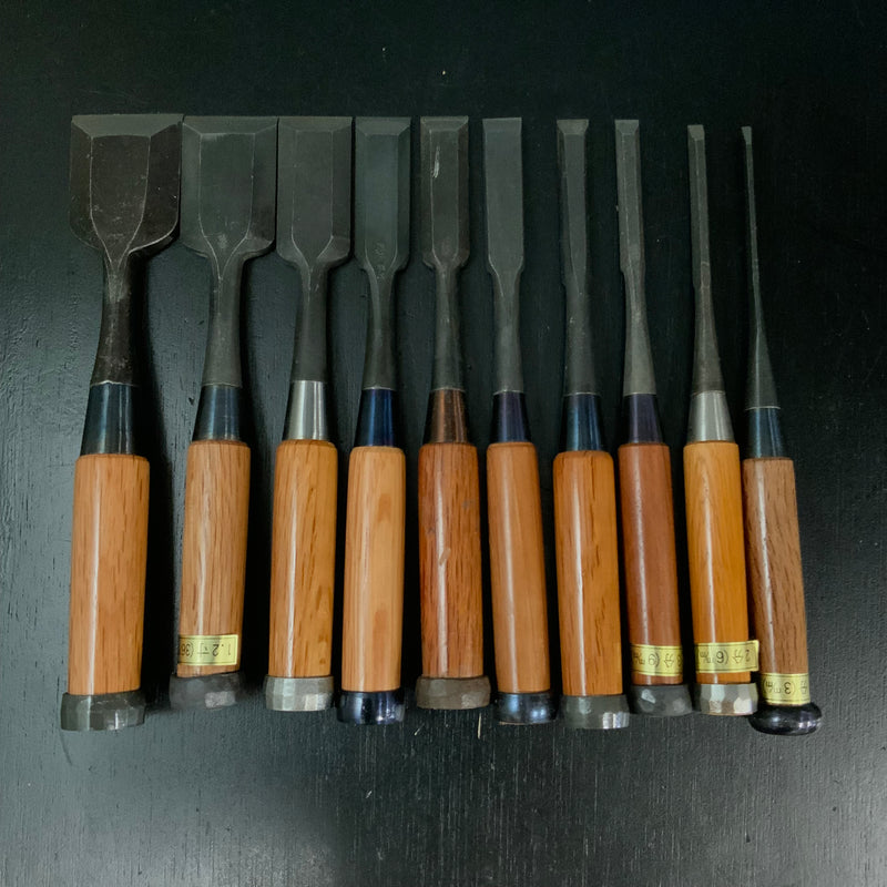 #M175 Mixed Bench chisels set by unknown バラ鑿合わせ 追入れ組鑿 10本組 作者不明