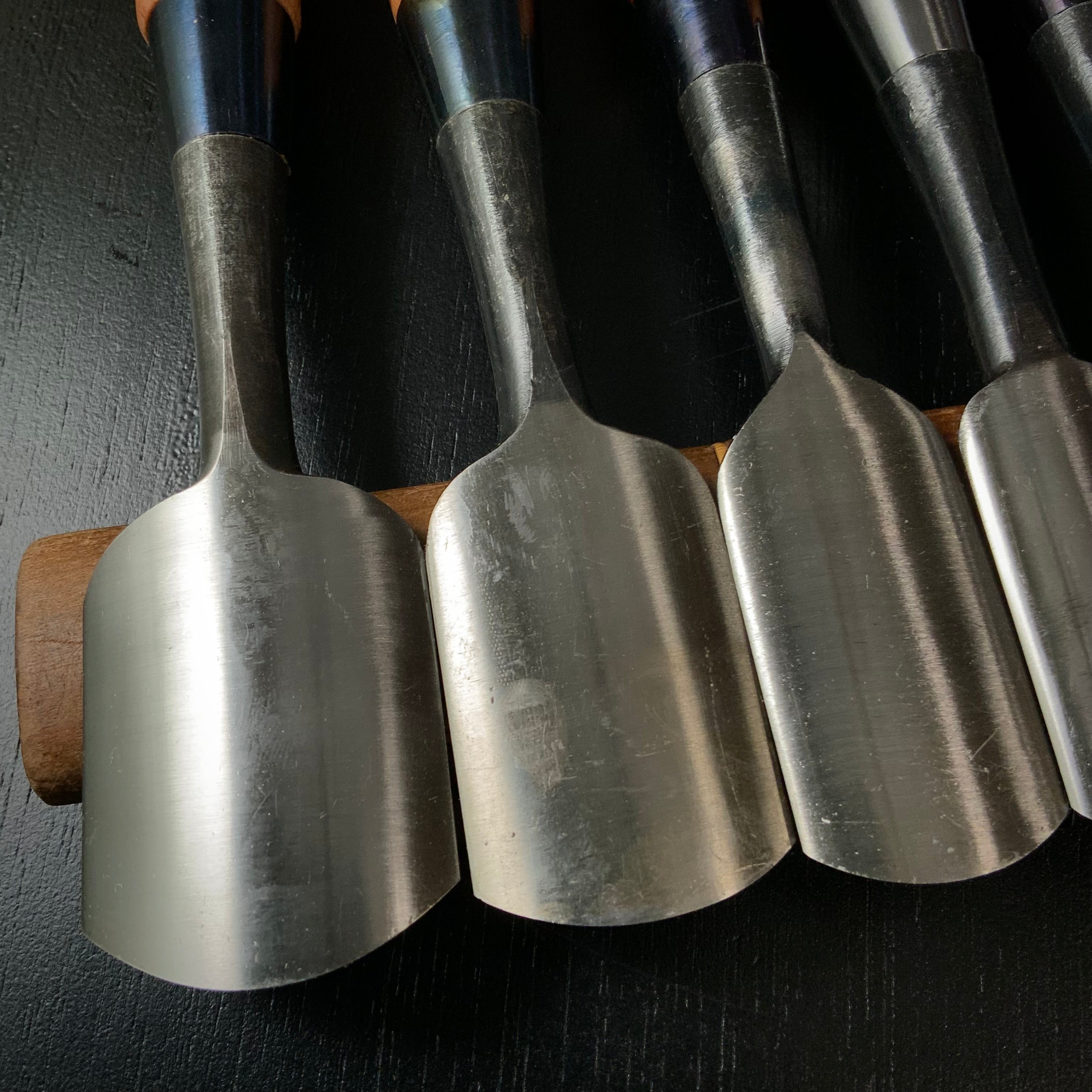 #M171 Mixed Sotomarunomi chisels set by unknown  バラ鑿合わせ 外丸組鑿 10本組 作者不明