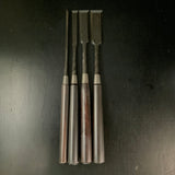 Tasai Mokume Special Paring chisels (Usunomi) with blue steel   田斎作 木目 薄鑿 黒檀柄