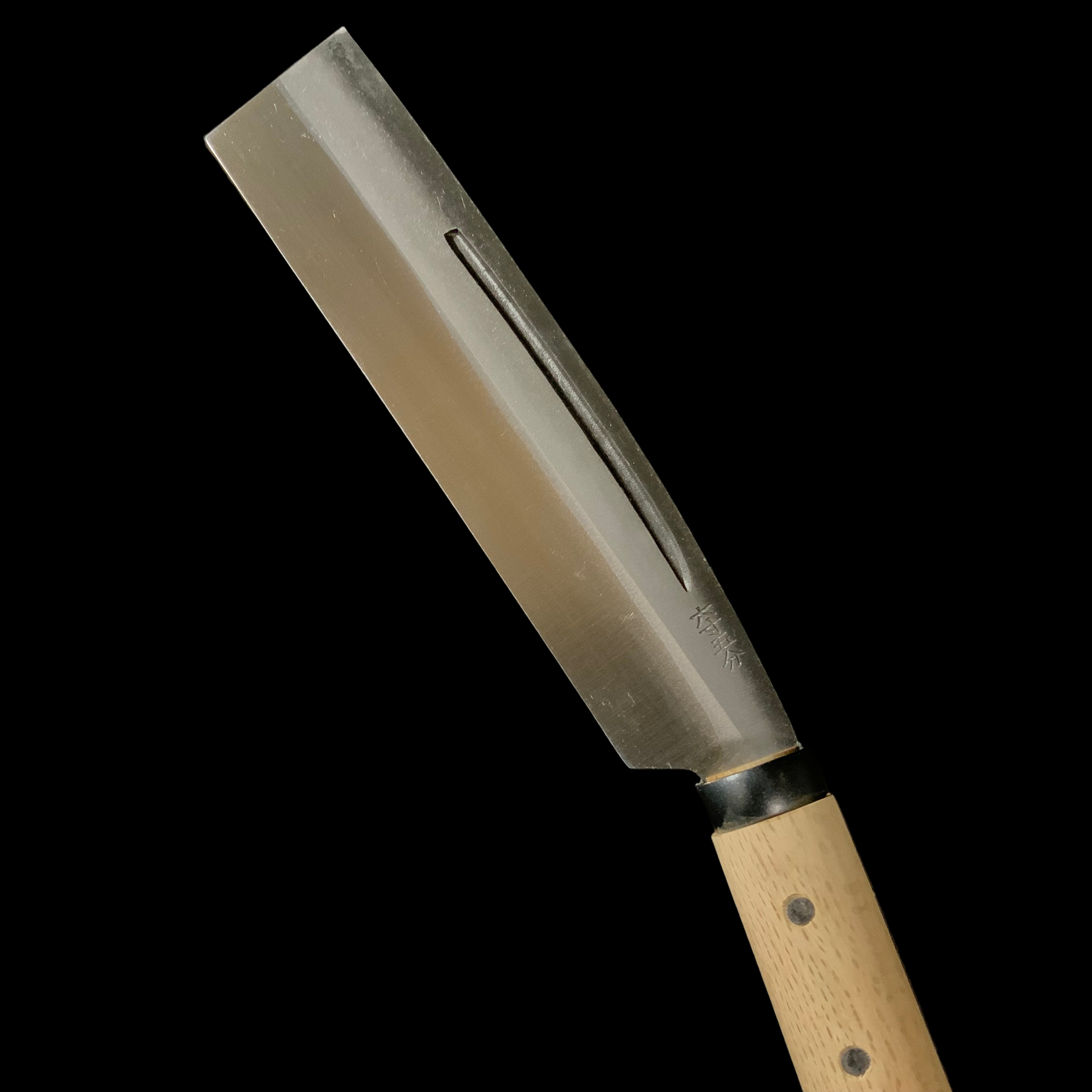 Ajikataya Double edged Nata by HinoUra Tsukasa Right hand  味方屋作 鉈 片刃 磨き仕上げ 右 195mm