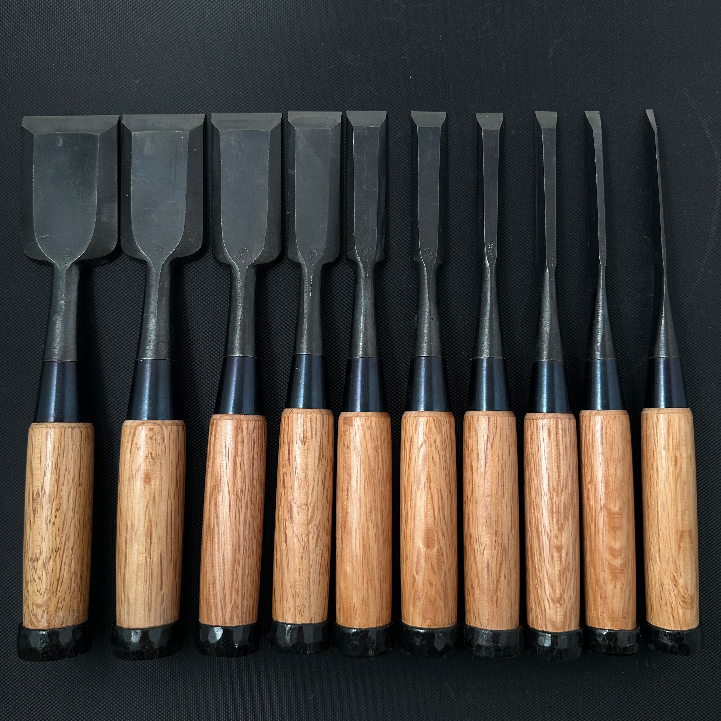 Old stock Sukehiro Bench chisels set 10 Piece 助弘 追入組鑿 赤樫柄