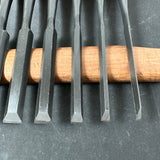 Fujihiro Medium timber chisels set by Chuutarou Imai     今井忠太郎作 二治弘 中叩組鑿 桐箱付 Chutatakinomi #6
