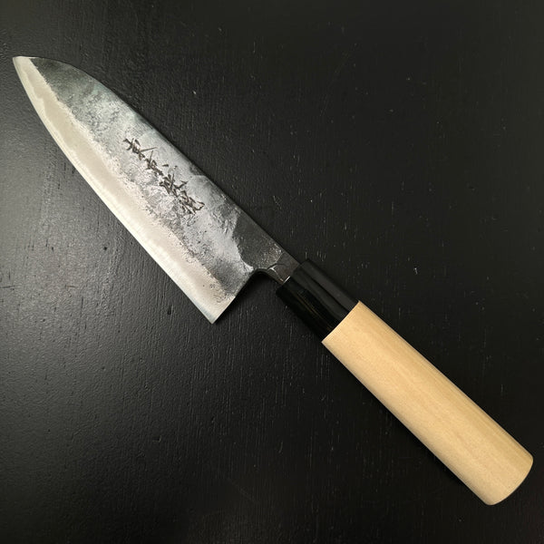 TokyoKouetsu Kurouchi Santoku Kife Blue Steel 165mm    東京侊悦 黒打 三徳包丁 165mm 青紙 P柄シノギ付