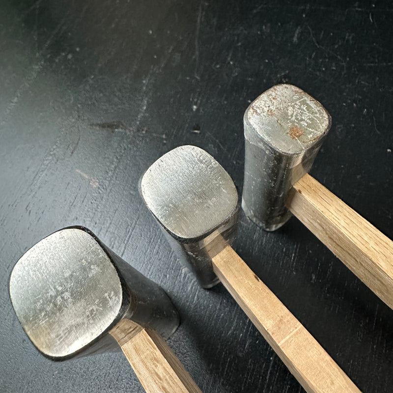 Old stock Hishikan Square Hammers File finish with Handle  掘出し物 菱貫  四角玄翁 ヤスリ仕上