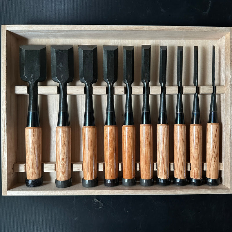 Old stock Yoshihiro Bench chisels set  掘出し物 義廣 追入組鑿 Oirenomi