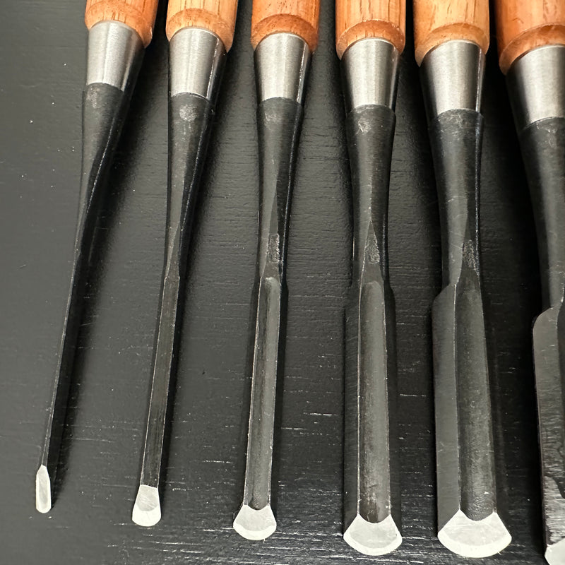 Yoshitaka Sotomaru chisels set  with white steel   義隆 外丸組鑿 10本組 白紙鋼