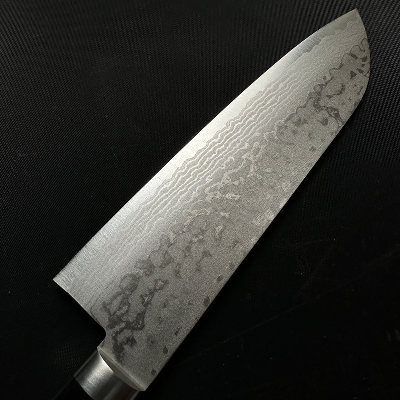 Damascus Finish Santoku Kitchen Knife 青紙鋼 墨流し 三徳包丁 180mm