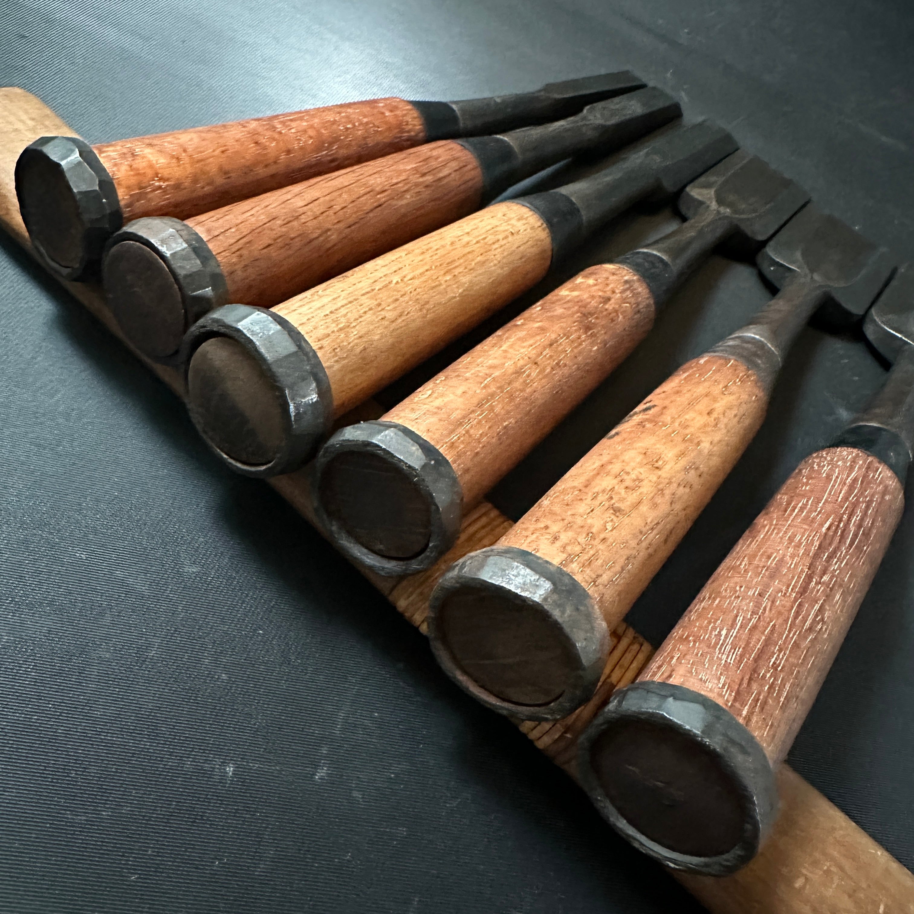 Old stock Hidari Hisasaku 2rd Timber chisels by Ikegami Takanobu