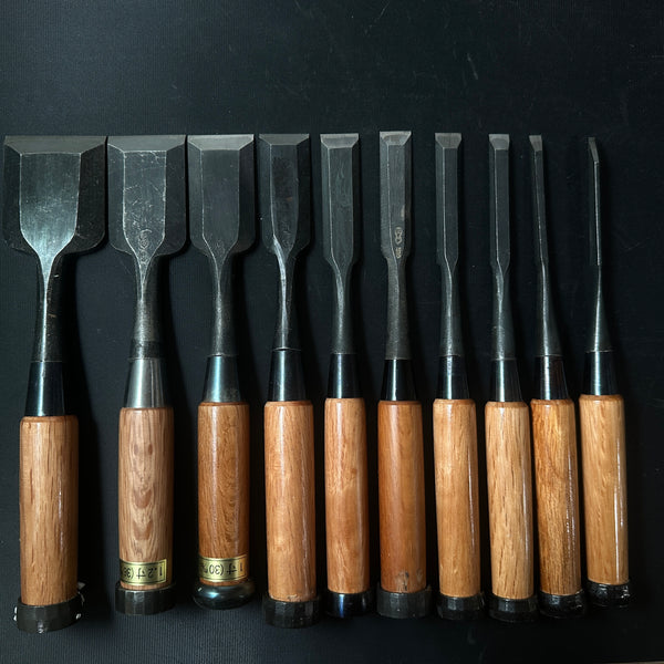 #M158  Mixed set for beginner Bench chisels set by unknown smith バラ鑿合わせ 初心者におすすめ 追入組鑿作者不明