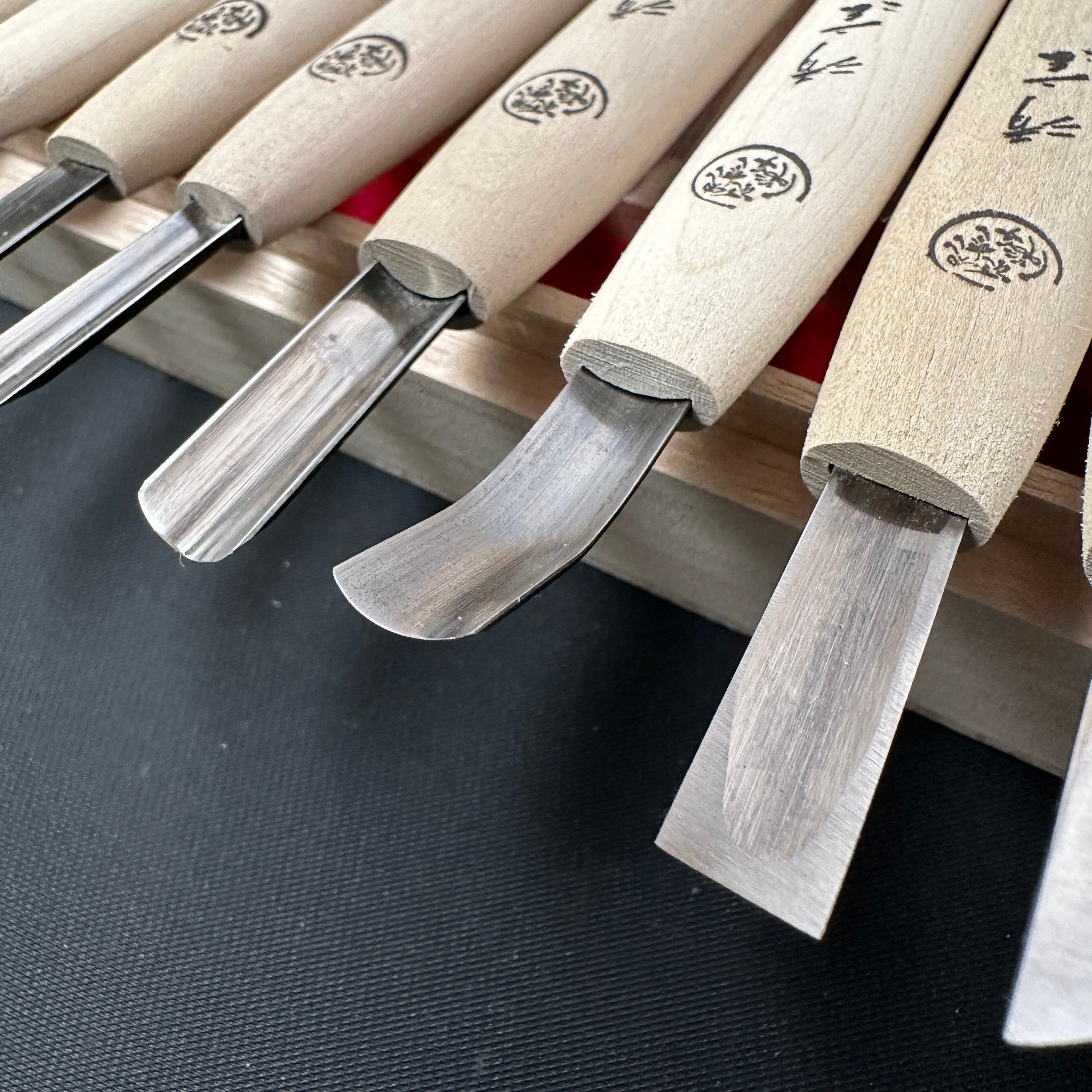 Yari Carving chisels set with Blue steel by Chousei 槍 彫刻刀10本組  青紙スーパー鋼 Chokokuto
