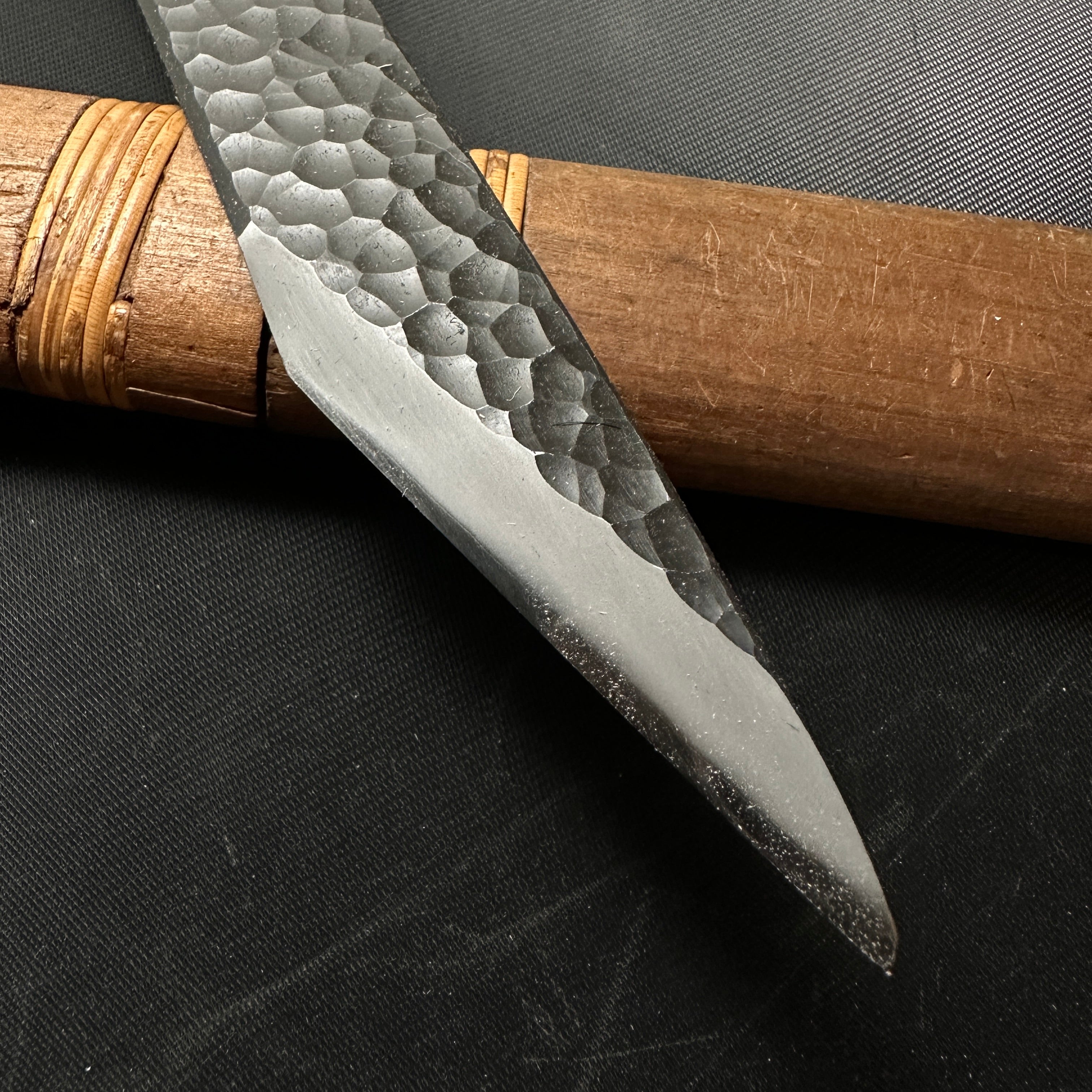 Yoshihide Sakamitsu Tsuchime Kokatana with White Steel  吉秀 三代坂光作 切出小刀  右 槌目仕上