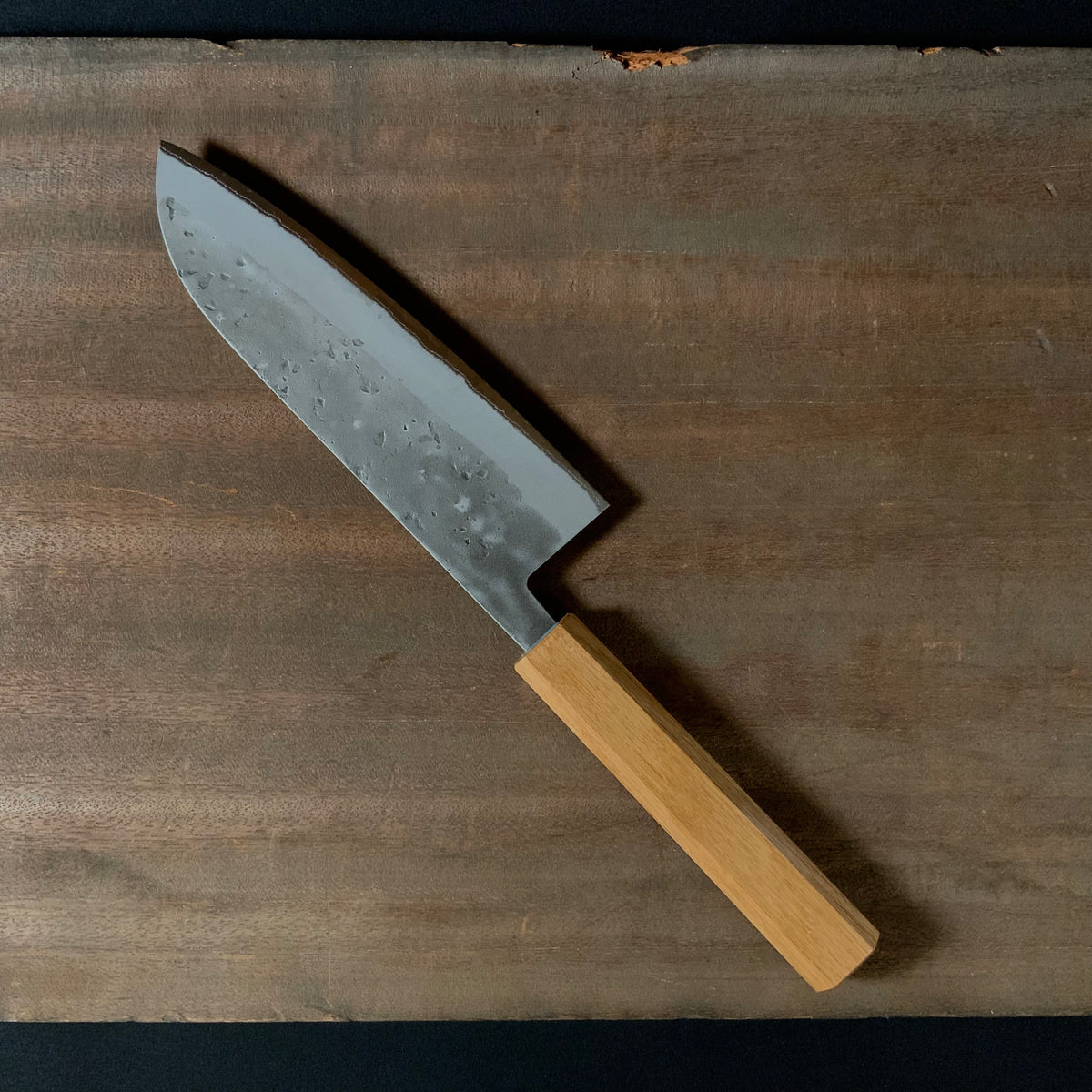 Muneyoshi Santoku Bocho with blue steel and oak handle 宗吉 三徳
