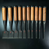 Old Stock Masayoshi Bench chisels set with wooden box 正よし 追入組鑿 桐箱付 Oirenomi