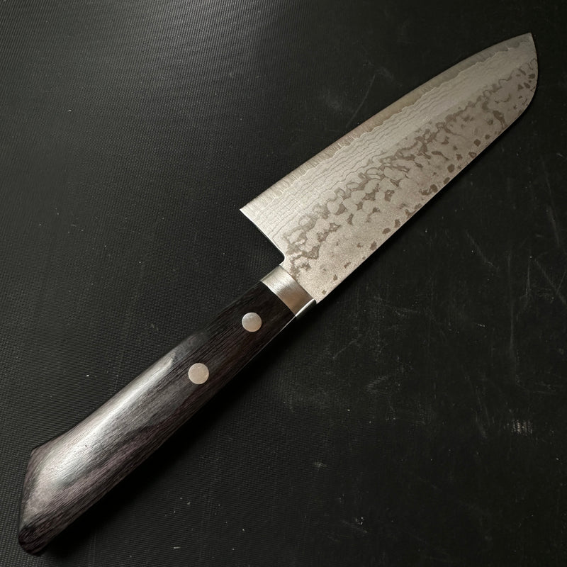 Damascus Finish Santoku Kitchen Knife 青紙鋼 墨流し 三徳包丁 180mm