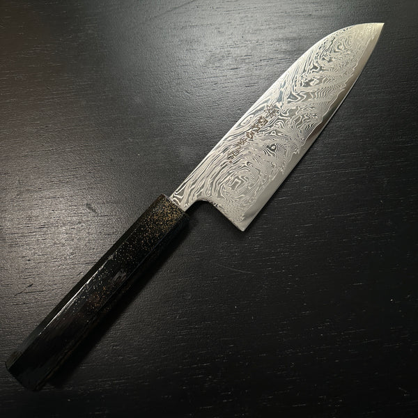 Damascus Finish Santoku Kitchen Knife SLD  切れるよろこび 三徳包丁 ダマスカス 165mm