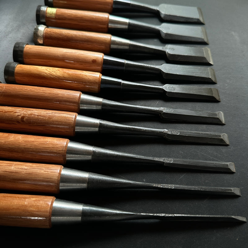 #M144 Koshihide Bench chisels set with Blue steel *** 越秀 追入組鑿 青紙鋼 Oirenomi