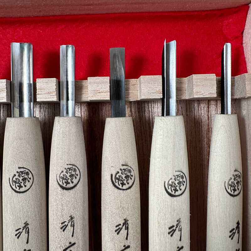 Yari Carving chisels set with Blue steel by Chousei 槍 彫刻刀10本組  青紙スーパー鋼 Chokokuto